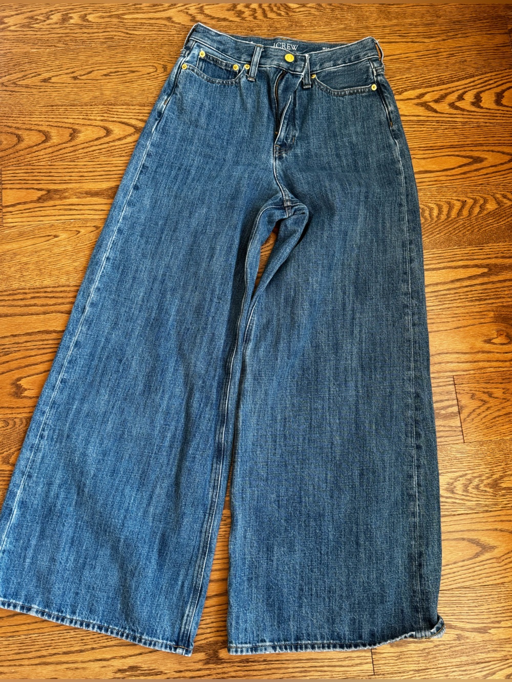 J. Crew Wide-Leg High-Rise Jeans in Medium Blue Wash